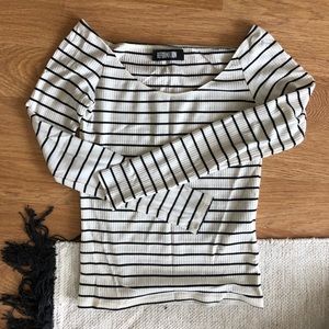 Reformation Layne striped off the shoulder top